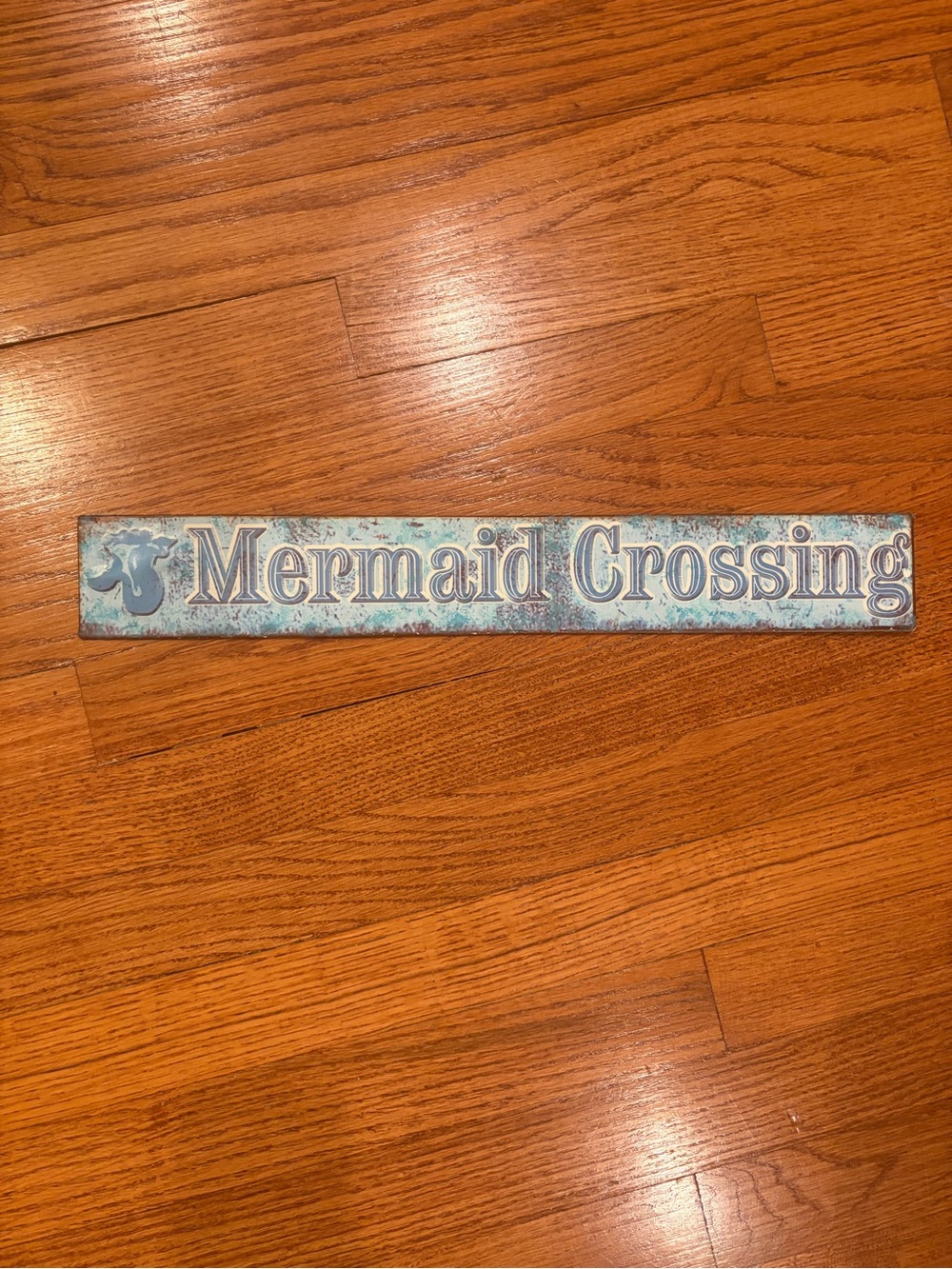 Mermaid Crossing Decorative Metal Wall Sign - Blue
